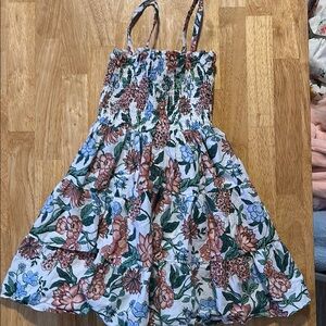 Janie and Jack White and Green Smocked Sundress with Ruffled Sleeves